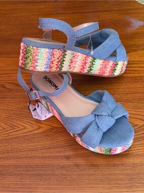 Sonoma Blue Denim Knot Espadrille Platform Sandals